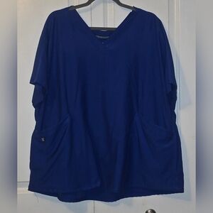ClimateRight by Cuddl Duds Scrub Top Women's Size 3X Metro Blue Short Sleeve